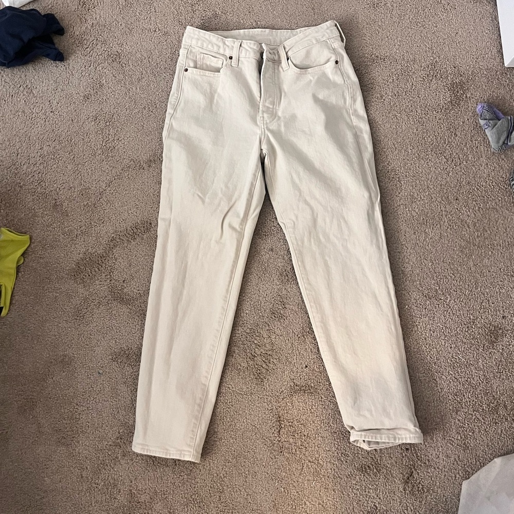 Off white high rise straight jeans
